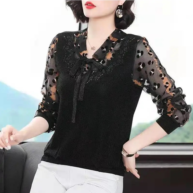 Áo Sơ Mi chiffon Tay Dài Dáng Rộng Thời Trang Mùa Thu Cho Phụ Nữ Trung Niên