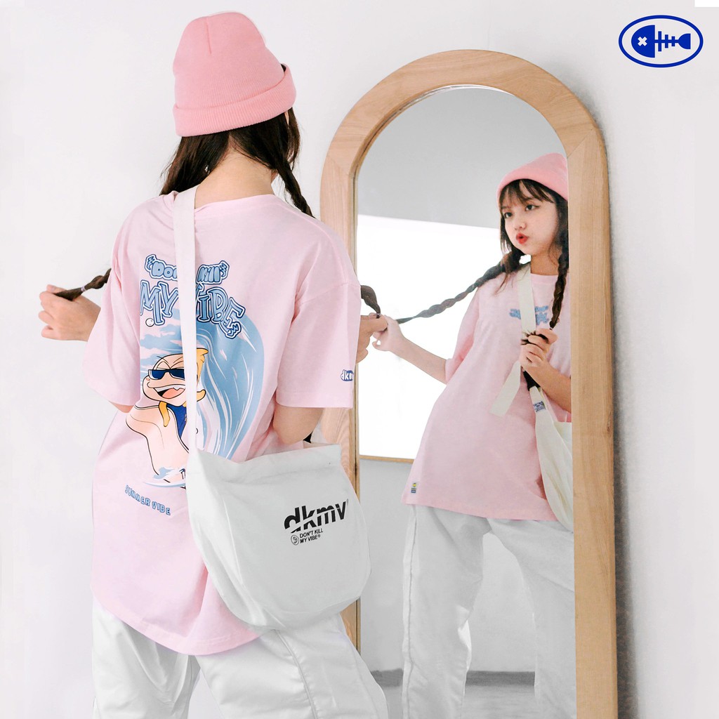 Áo thun nữ cotton màu hồng form rộng có size | DKMV Pink Surfing Tee | BigBuy360 - bigbuy360.vn