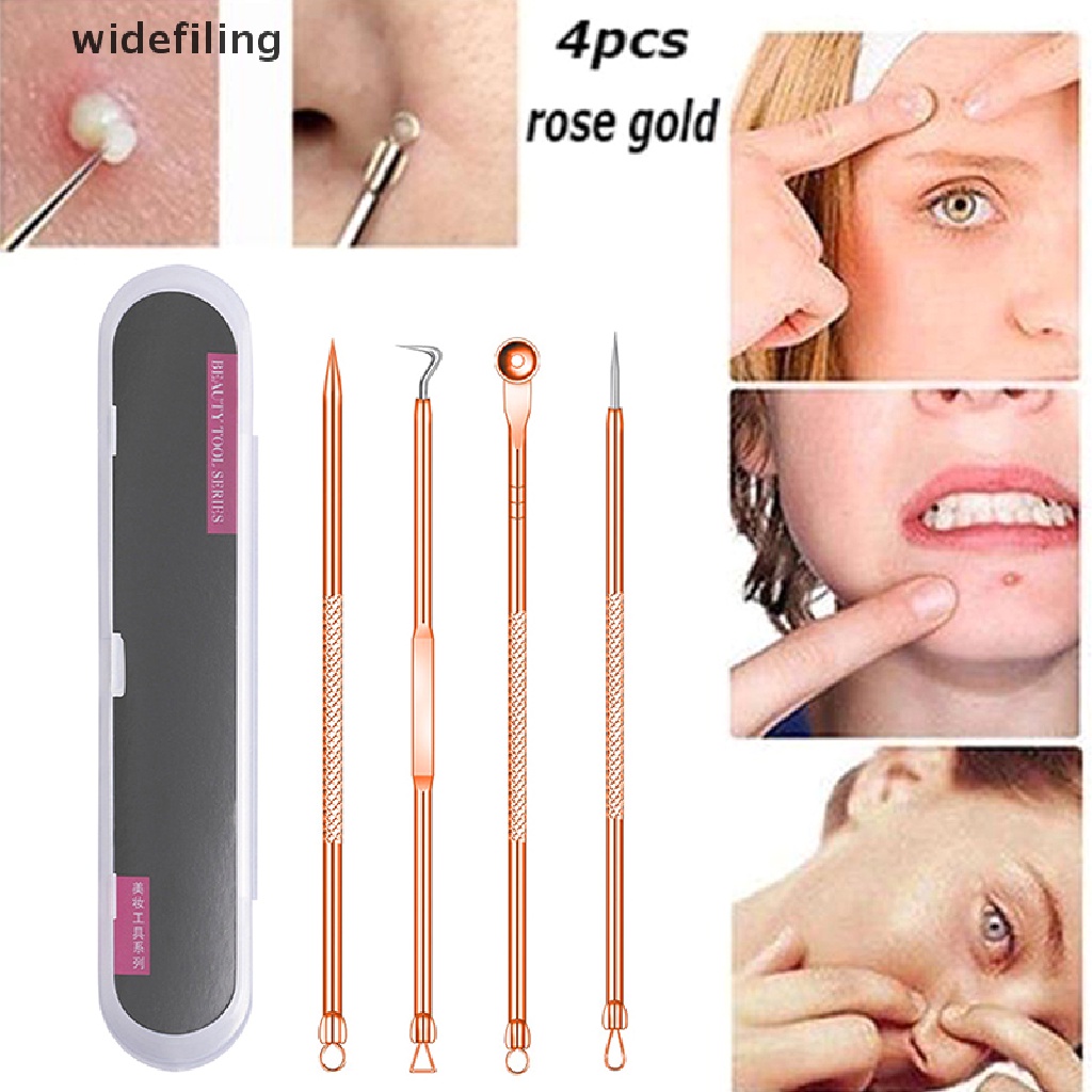 [Hàng mới về] Set 4 dụng cụ nặn mụn đầu đen không gây vết thâm chăm sóc da mặt tiện lợi