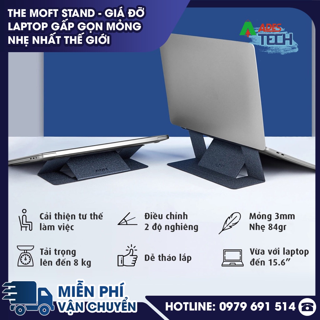 The Moft Stand - Giá Đỡ Laptop Gấp Gọn Mỏng Nhẹ Nhất Thế Giới - Bảo Hành Chính Hãng