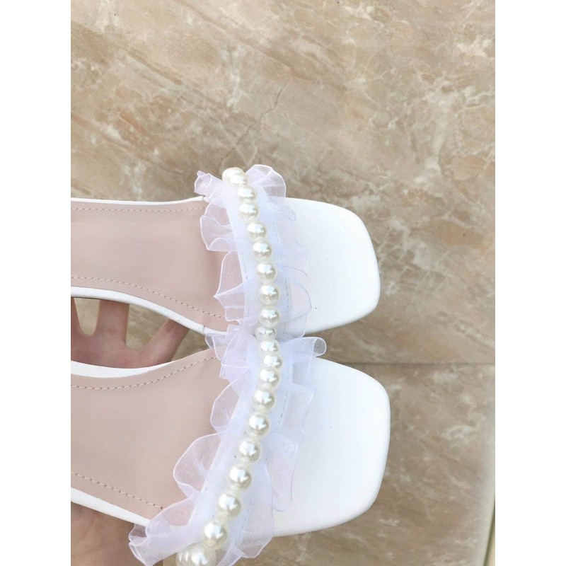 Sandal đính ngọc nơ nhún 5p mã HH34