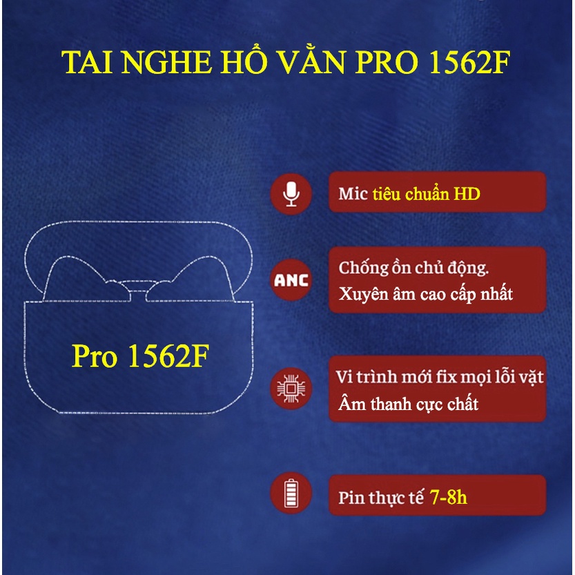 Tai Nghe Không Dây Pro 1562F Pin 8H Hồng Ngoại / Tai Nghe Bluetooth Louda 1562F ANC Chống Ồn Xuyên Âm - BH 6 Tháng