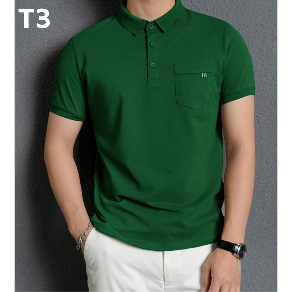 Áo Polo Nam cổ bẻ túi ngực dáng Hàn cổ bẻ vải cá sấu CVC cao cấp mẫu T | BigBuy360 - bigbuy360.vn