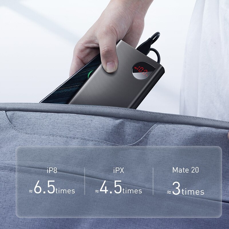 Pin dự phòng sạc nhanh, vỏ kim loại Baseus Adaman Metal Digital Display Quick Charge Power Bank 20000mAh (22.5W, PD/QC3)