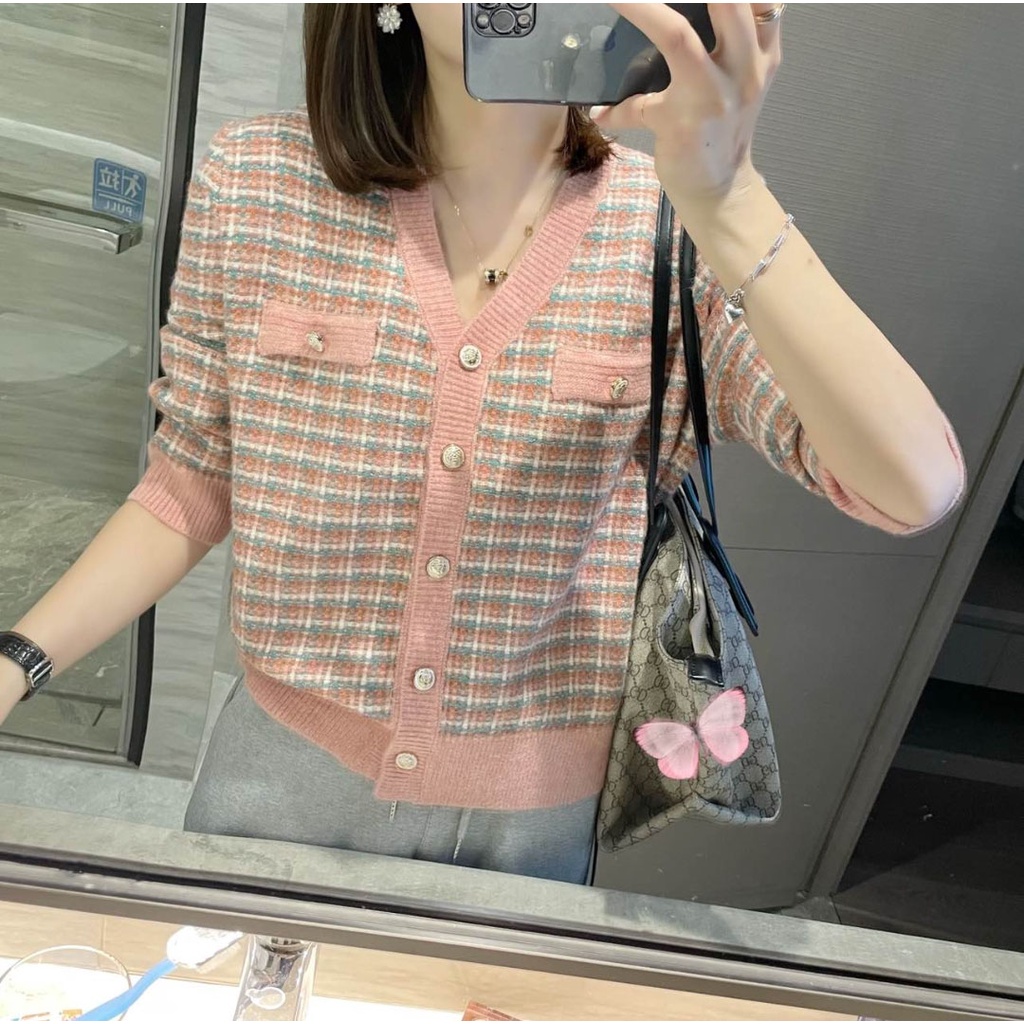 Hàng Sẵn_ Áo khoác len cardigan kẻ sọc  phong cách Hàn mẩu mới ulzzang