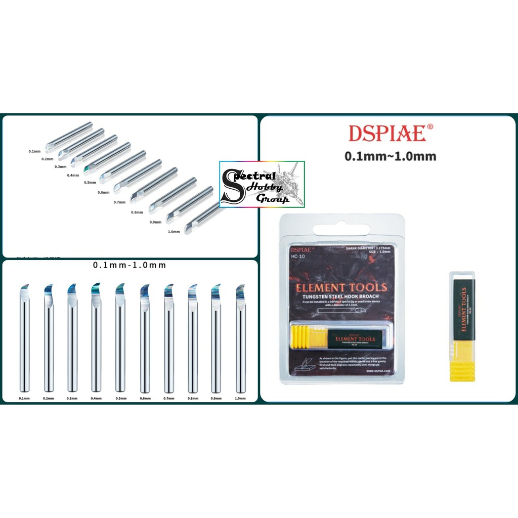Dụng cụ mô hình Chisel móc câu kẻ tạo line Engraved Hook Knife Head 0.1-1mm DSPIAE