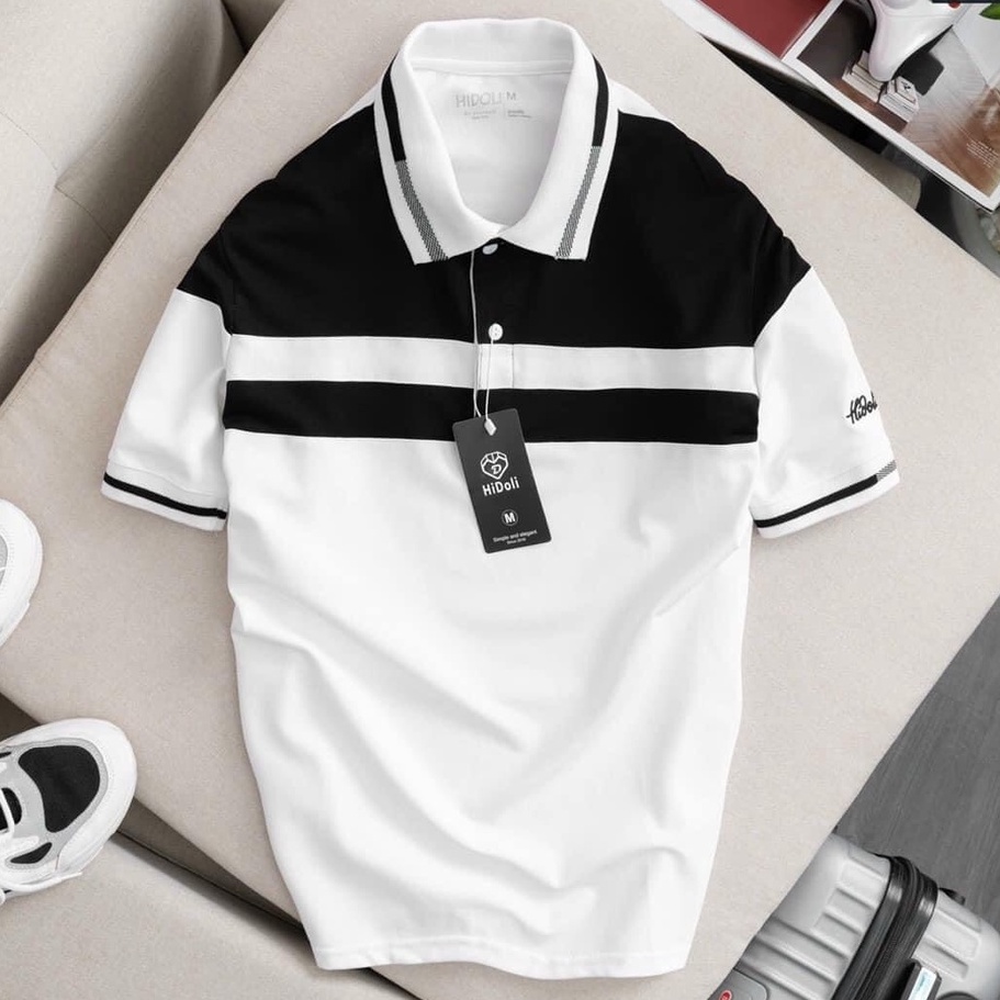 Áo polo nam ngắn tay cổ bẻ kẻ phối màu siêu hót Aru shop