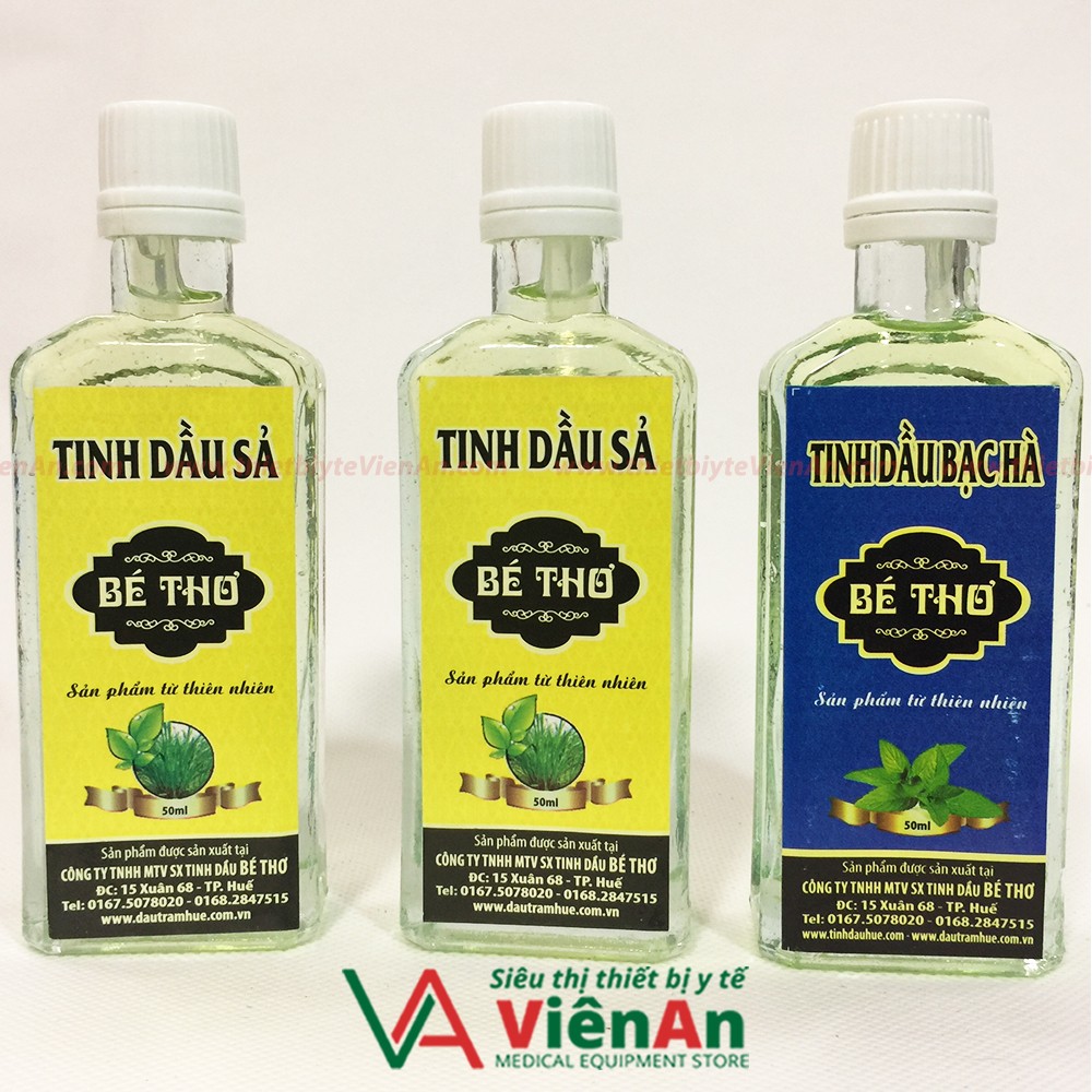 Combo 2 chai tinh dầu Sả + 1 chai tinh dầu Bạc Hà thương Hiệu Bé Thơ 50ml