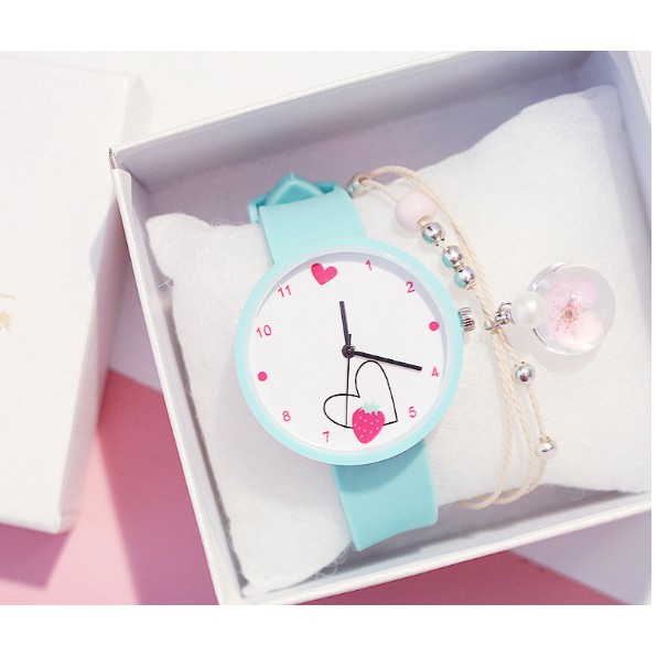 ĐỒNG HỒ NƯ DÂY CAO SU HAZO 358 TRÁI TIM VÀ DÂU TÂY HOT 2019 | BigBuy360 - bigbuy360.vn