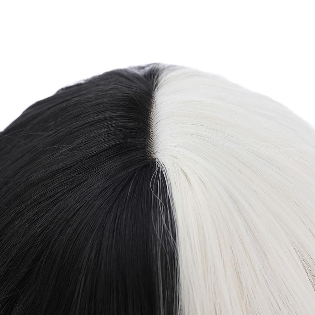 Tóc Giả Nửa Đầu Màu Trắng Đen Hóa Trang Cruella N5Q9