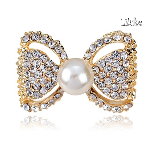 Ghim Cài Áo Hình Nơ Đính Đá Và Ngọc Trai Giả Thời Trang Cho Nữ