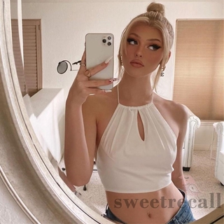 Áo croptop cổ yếm màu trơn thiết kế hở lưng quyến rũ cho bạn nữ