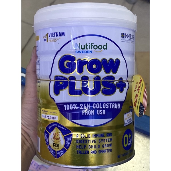 Sữa bột Nutifood GROW PLUS vàng 0+ 800g