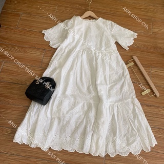 Váy xuông thô boy cổ tròn ( còn hồng- trắng- xanh kèm ảnh thật shop chụp)
