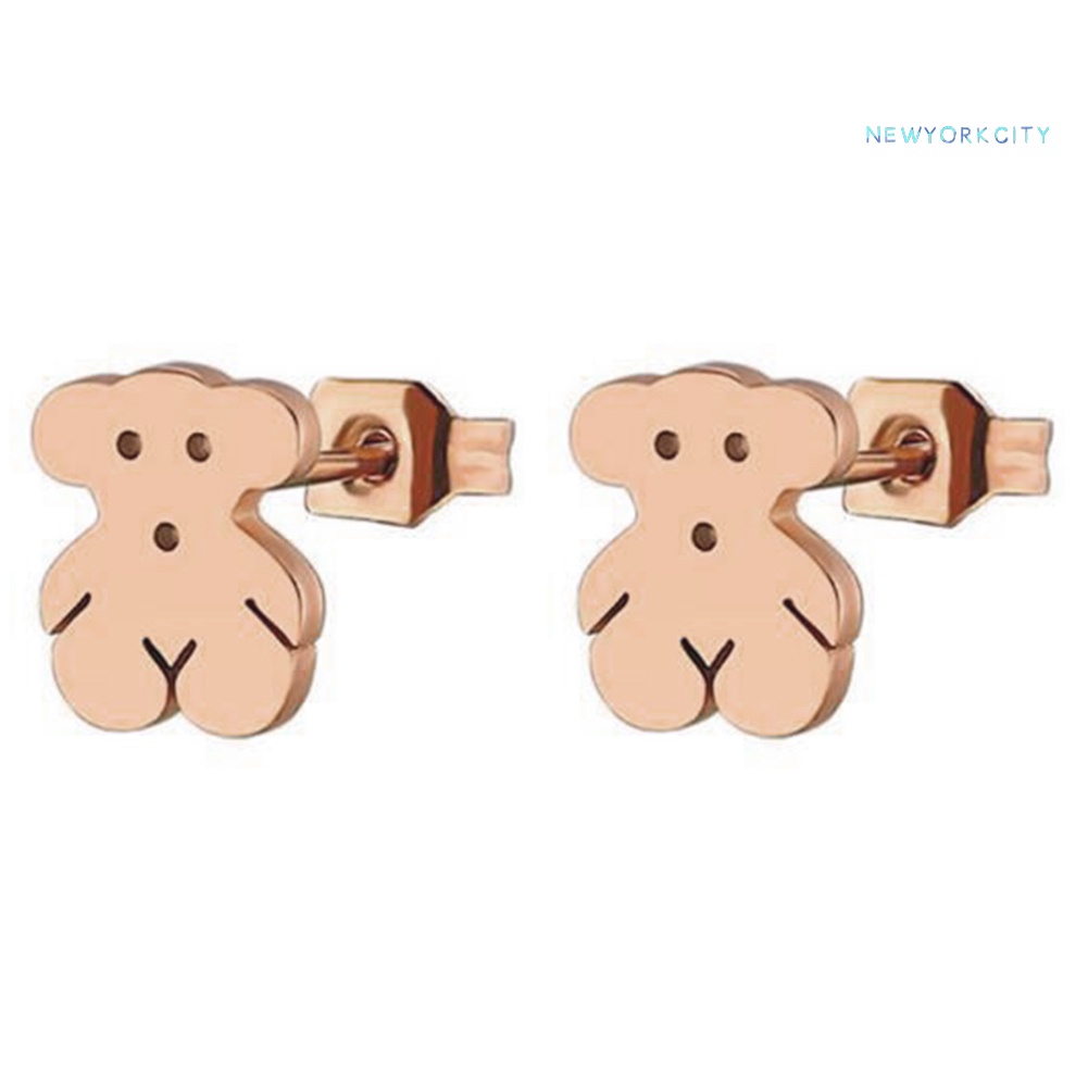Khuyên Tai Hình Gấu Hoạt Hình Mini Bằng Thép Không Gỉ