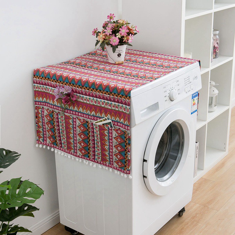 Cute Drum Washing Machine Cover Portable Household Single Door Refrigerator Cover Dustproof