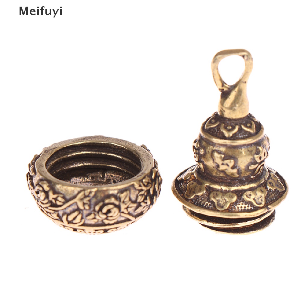 [Meifuyi] Brass Gourd Lucky Car Key Chain Pendants Pill Box Medicine Case Container Bottle COD