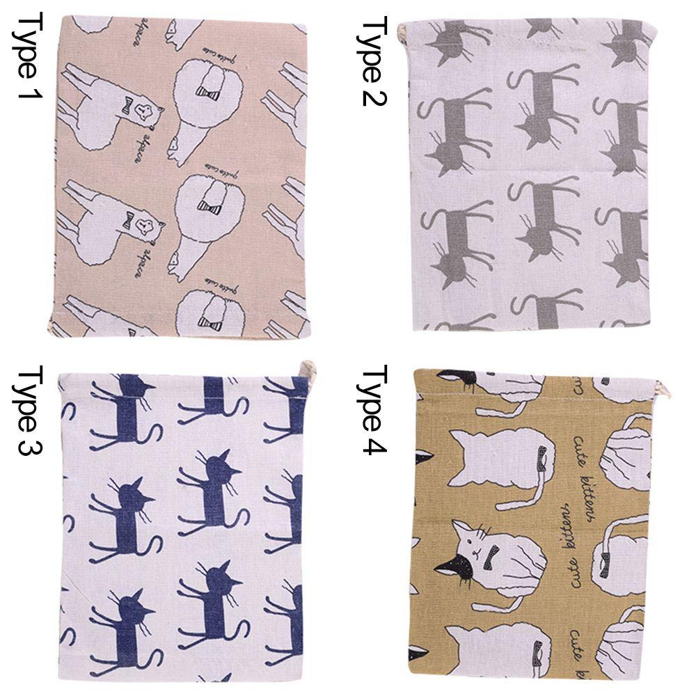 Túi Dây Rút Đựng Mỹ Phẩm / Chìa Khóa / Tiền Xu Bằng Vải Lanh Cotton In Hình