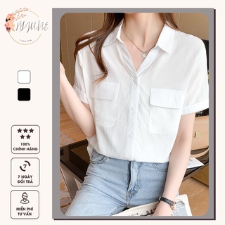 Áo sơ mi nữ kiểu tay ngắn form rộng công sở hijune osm01