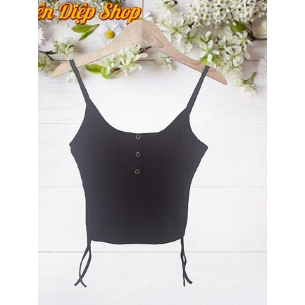Áo 2 dây bún Croptop có mút ngực,có dây rút 2 bên sườn, chất liệu thun gân tăm thoáng mát, thích hợp tập gym, đi dạo