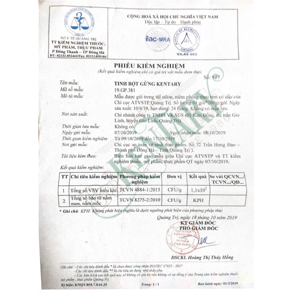 Tinh Bột Gừng Sẻ Nguyên Chất Kentary - Vị Cay, Thơm Đặc Trưng Của Gừng, Có Giấy Kiểm Định - Hũ 200gr/400gr