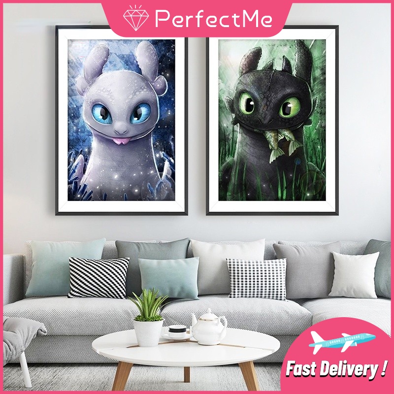 Bộ tranh đính đá tự làm 30*40cm hình rồng hoạt hình