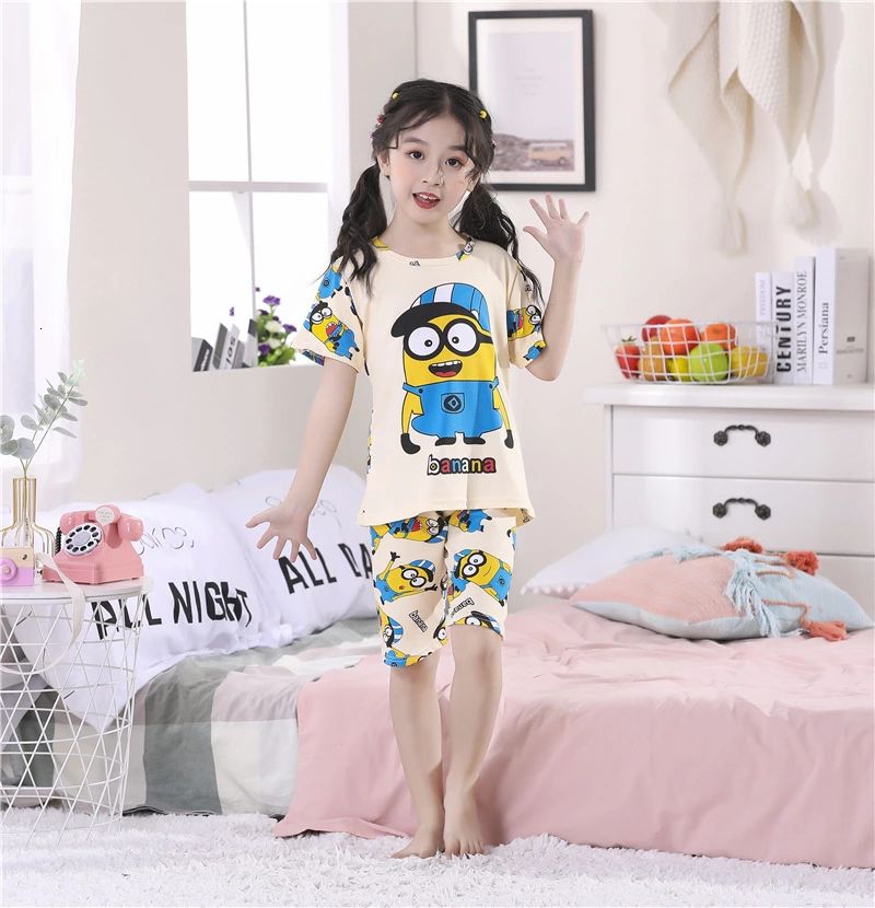 Áo Thun Tay Ngắn In Hình Minion Dễ Thương Cho Bé Trai &amp; Gái