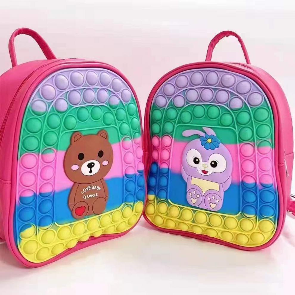 Balo Pop It Size 23*19*9.5cm Họa Tiết Đáng Yêu, Balo Đi Chơi Cho Bé Kiểu Nhấn Bong Bóng