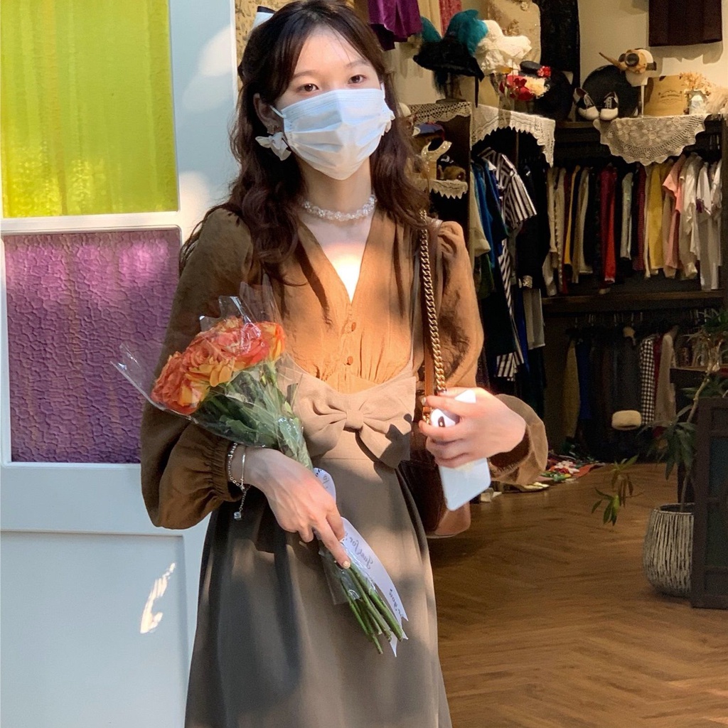 Set chân váy và áo tay dài phong cách retro thời trang cho nữ