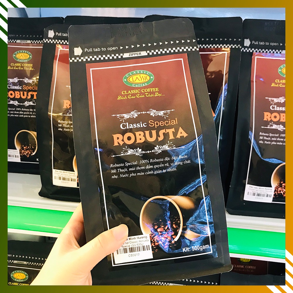 500gr Cà phê HẠT rang sẵn Classic Special Robusta Mùi thơm đầm quyến rũ