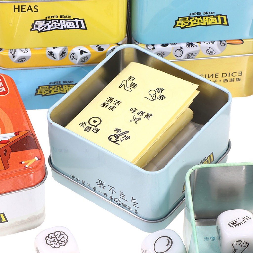 He Story Dice Puzzle Board Game Telling Story Metal Boxes  with Children Game id