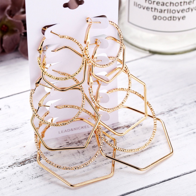 Set 6 Khuyên Tai Tròn Kiểu Dáng Thời Trang Cá Tính Dành Cho Nữ
