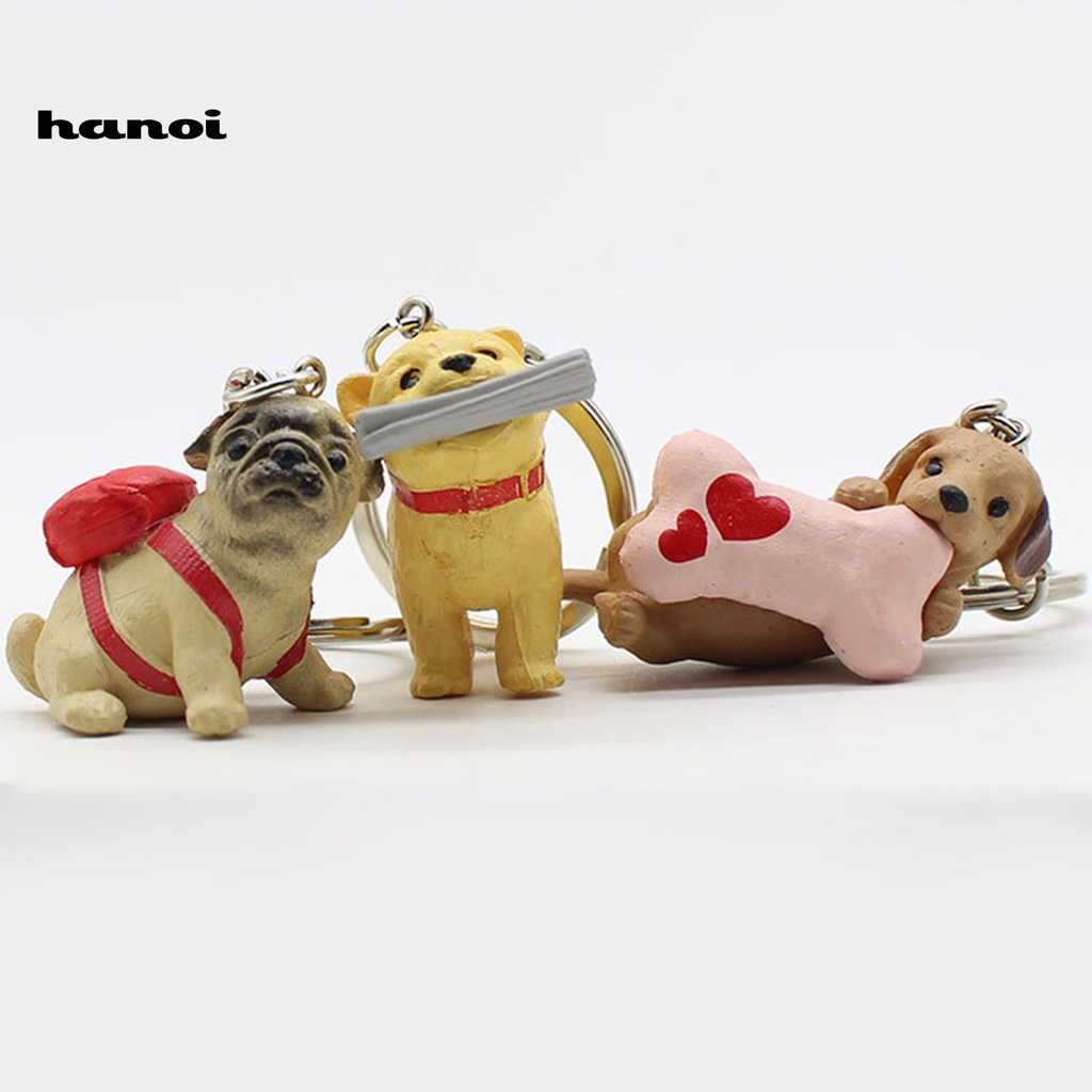 Móc gắn chìa khóa hình chú chó con bằng nhựa resin đáng yêu