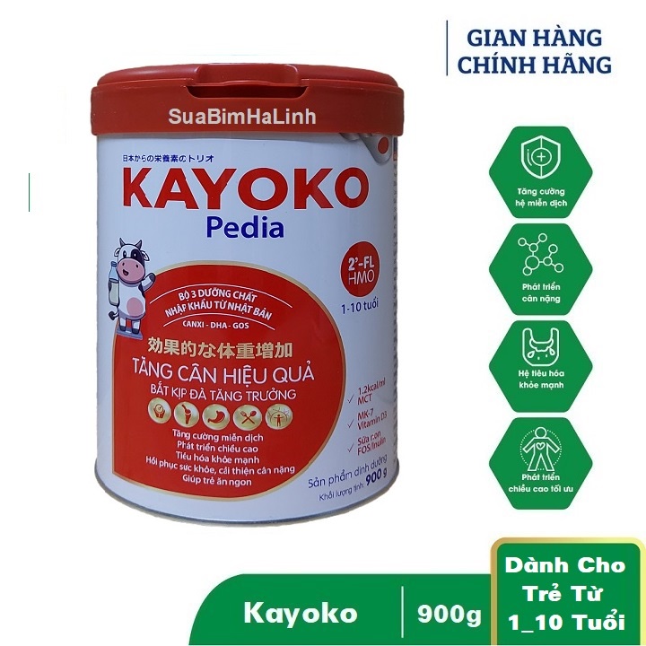 Sữa bột Kayoko Pedia 900g Dành cho trẻ nhẹ cân biếng ăn.