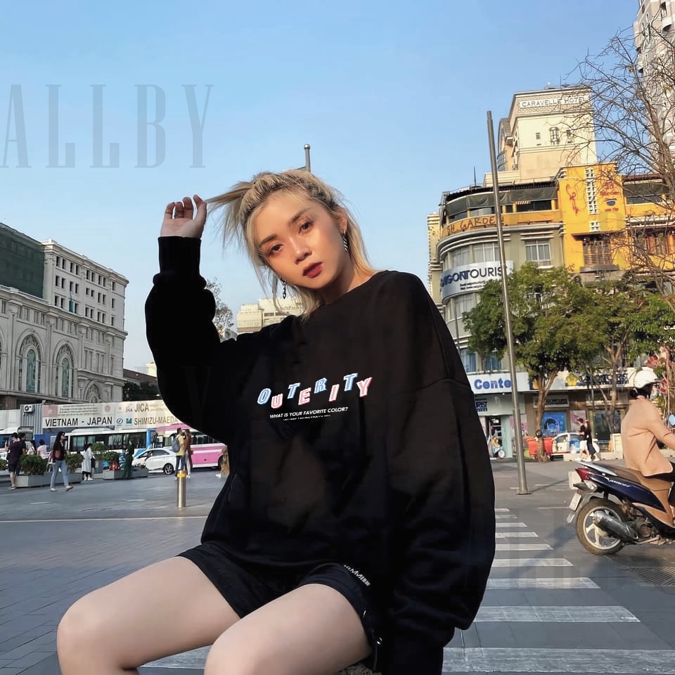 Áo sweater nam nữ Unisex Outerity Color, áo khoác nữ nỉ da cá dài tay form rộng