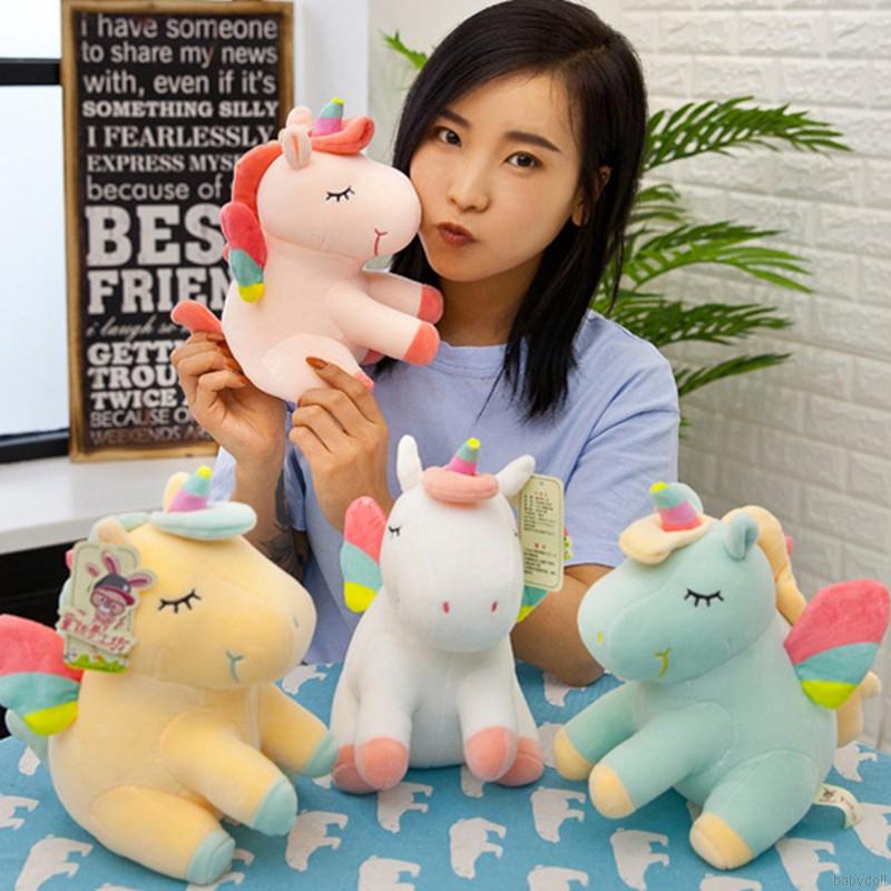 Thú Nhồi Bông Hình Con Ngựa Pony Màu Cầu Vồng Đáng Yêu Cho Bé