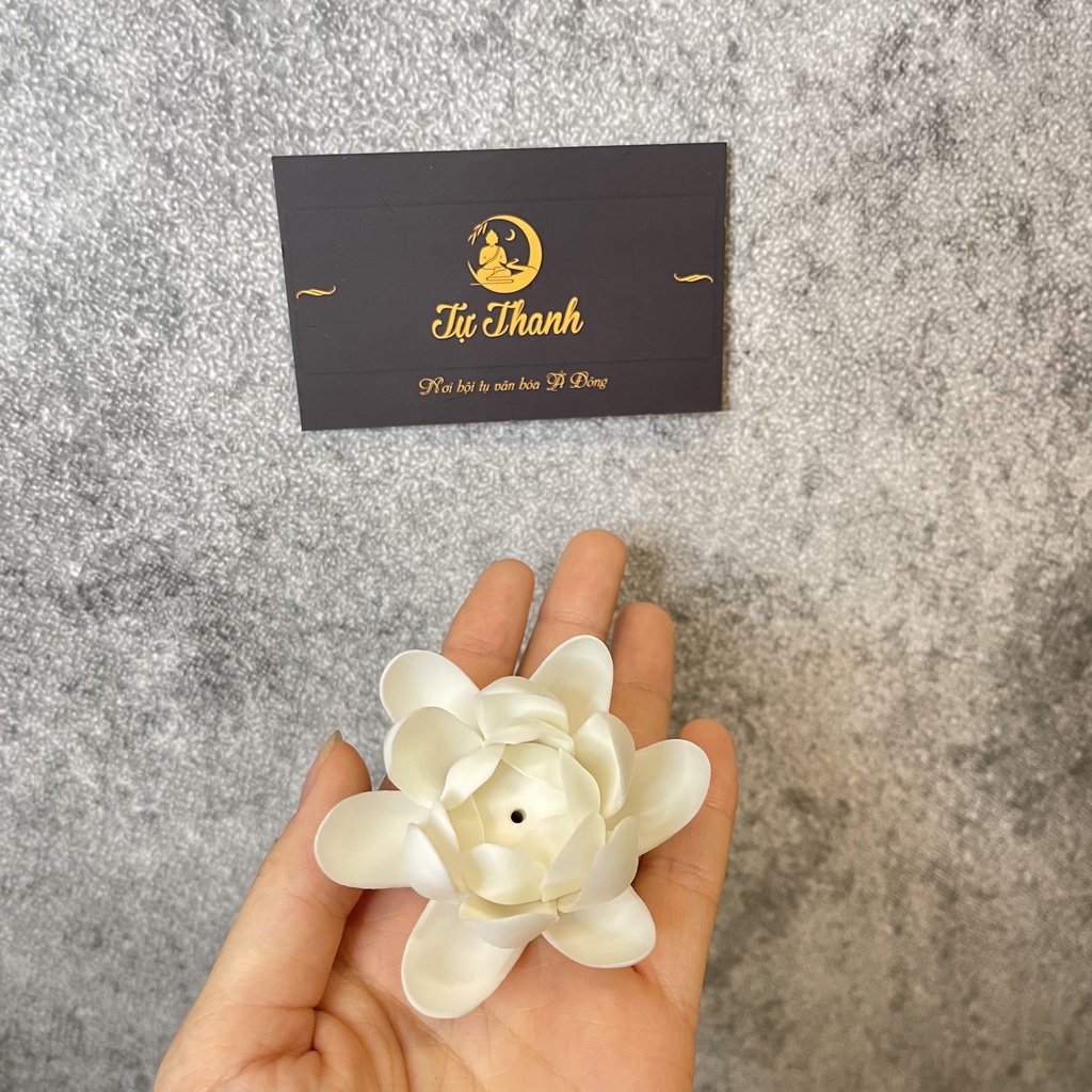 Đế gốm Bạch Định cắm nhang trang trí tiểu cảnh hình dáng hoa sen - TỰ THANH QUÁN