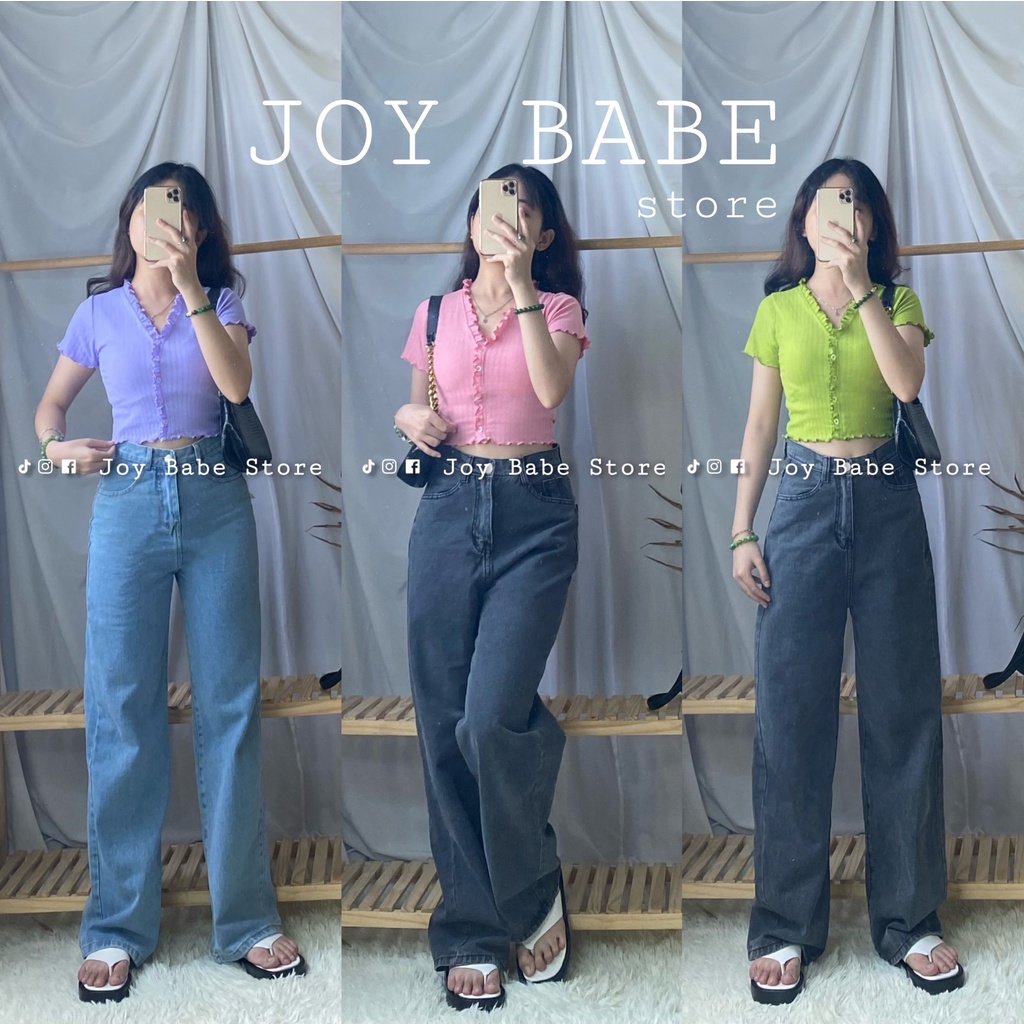 Áo croptop kiểu JOY BABE form ôm 🍓 thun gân xịn hack dáng co giãn 4 chiều ,áo crop top kieu tay ngắn CRON 213 -5E