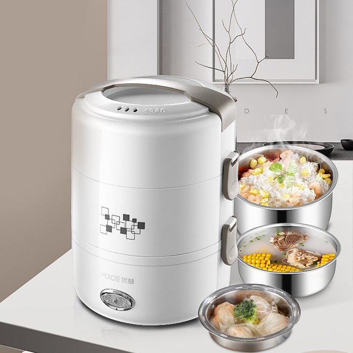Hộp cơm cắm điện Yoice DFH12, 2.0 lít, chức năng hẹn giờ, nấu chín cơm, hâm nóng và giữ nhiệt thức ăn, hộp cơm văn phòng
