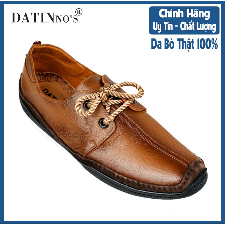 Giày Mọi, Giày Lười Nam Da Bò DATINNOS (Đen Nâu Da bò) - DTS10