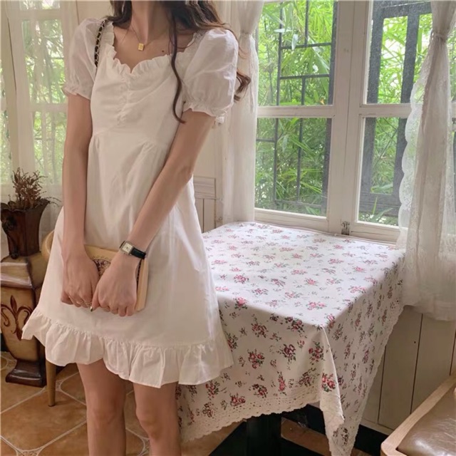 ẢNH THẬT- Đầm bèo đan dây sau , có 2 size 2 màu đen trắng