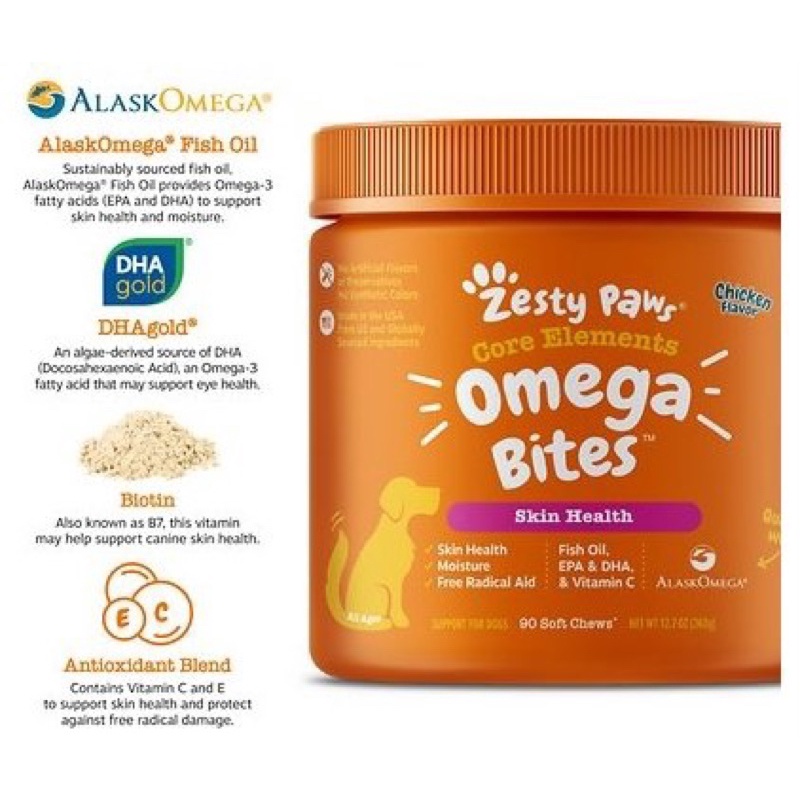 Viên dưỡng lông và da cho cún của Mỹ - OMEGA ZESTY PAW