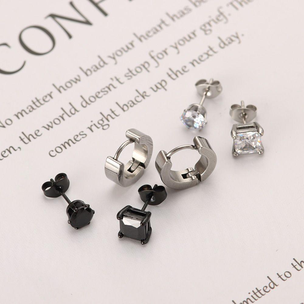 NIUYOU Bộ Khuyên Xỏ Sụn Tai Bằng Thép Không Gỉ Màu Đen Phong Cách Gothic