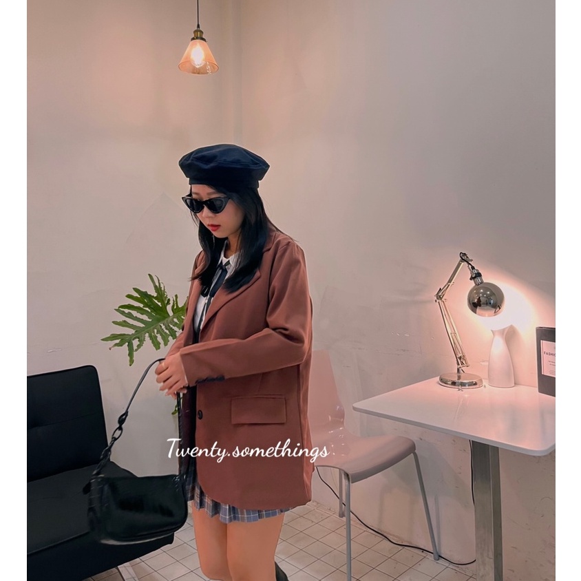 Áo Blazer Nâu Đất 2 Lớp (ảnh thật/sẵn/video)