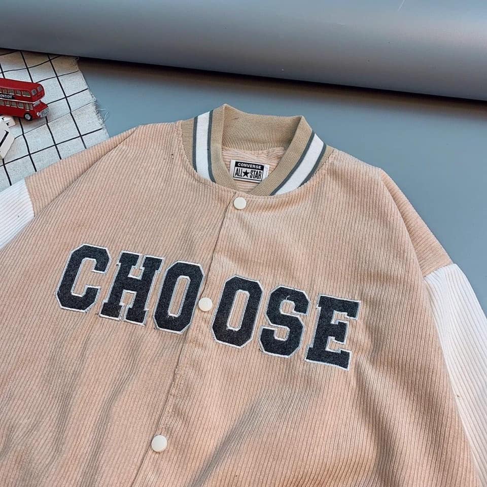 [Chất Siêu Đẹp] Áo Khoác Bomber Nhung Kaki 2 lớp Chữ CHOOSE Chống nắng Phù Hợp Nam và Nữ