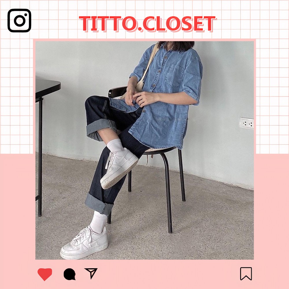 Áo Sơ Mi Vintage Jean Túi Ngực Form Rộng - Có Video Shop Quay - Titto Closet