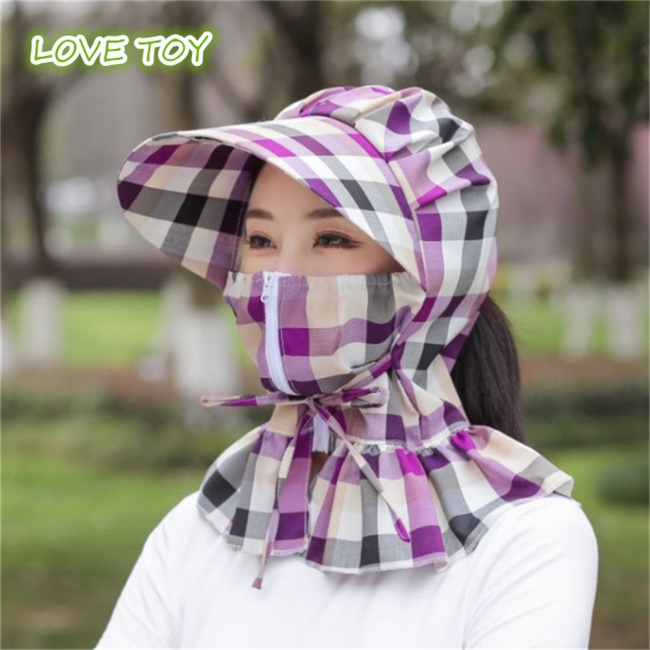 Mũ Vành Rộng Chống Nắng Bằng Cotton Có Quạt Và Dây Đeo Bảo Vệ Chống Tia Uv Dành Cho Nữ Đi Ngoài Trời