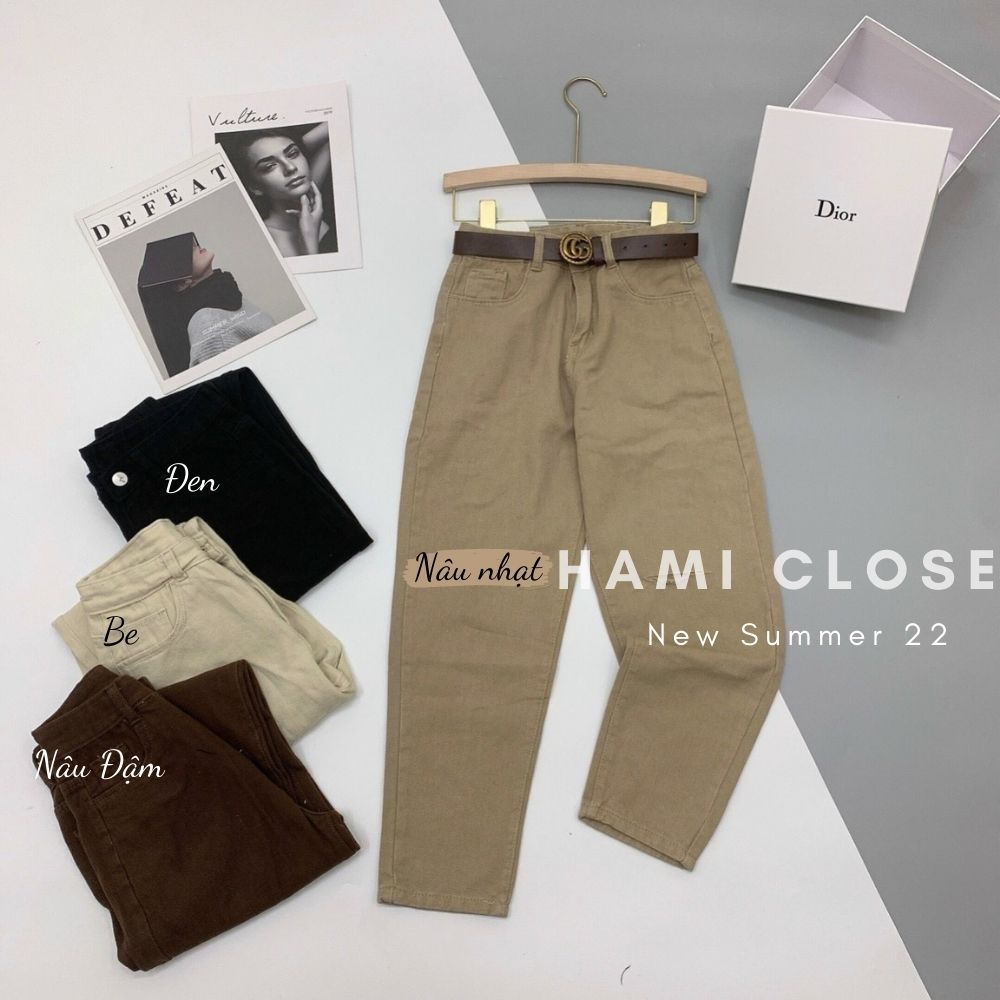 Quần nư baggy jeans kaki baggy kiểu dáng trơn basic chun sau phong cách đơn giản vintage 6801