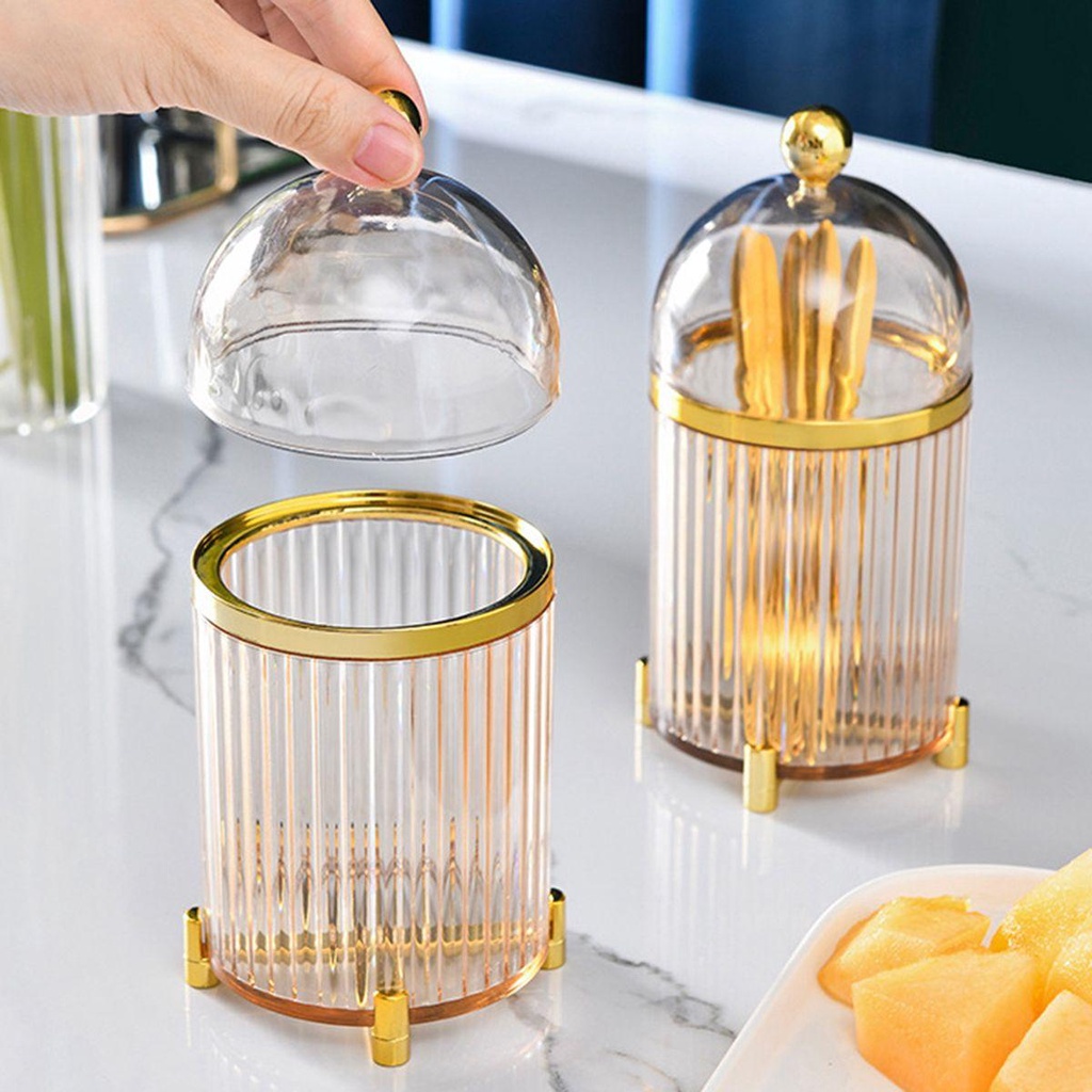 YIYU Nĩa Ăn Trái Cây Kèm Hũ Đựng Bằng Thép Không Gỉ