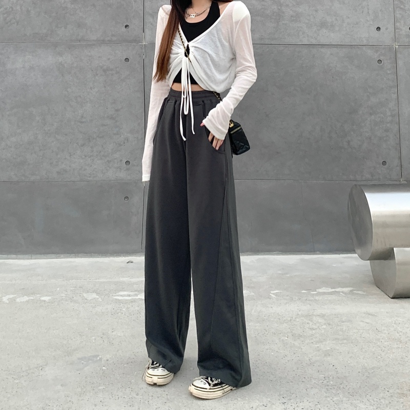 Quần dài SUXI lưng cao ống rộng phong cách Hàn Quốc cho nữ